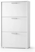 Scarpiera salvaspazio con tre ante a ribalta in legno bianco H 112 cm