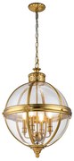 Lampadario Industrial Nordico Adams Acciaio Ottone Spazzolato Vetro 4 Luci E14