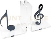 Reggilibro musica in cristallo acrilico trasparente e nero
