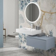 Mobile bagno sospeso 80 con lavabo 100 blu pastello e specchio   Iside