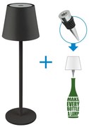 Lampada da tavolo Led touch Alba Nera 1,2W portatile e da bottiglia a batteria ricaricabile USB Novaline