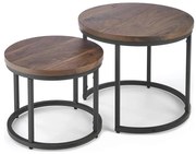 SET 2x Tavolino OREO Ø 43/53 cm nero/noce