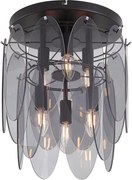 Plafoniera Art Déco Nera con vetro fumé ovale 6 luci - Mochan