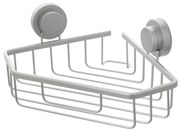 Mensola doccia portaoggetti angolare in acciaio argento doppio fissaggio