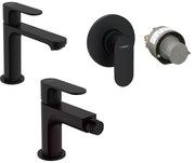 Hansgrohe Rebris S Set Miscelatori Lavabo Coolstart Bidet con Scarico e Doccia 1 via e Parte Incasso Nero Opaco