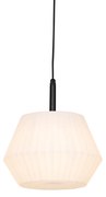 Lampada a sospensione da esterno moderna nera con paralume bianco 33 cm IP44 - Robbert