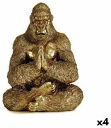 Statua Decorativa Yoga Gorilla Dorato 16 x 27,5 x 22 cm (4 Unità)