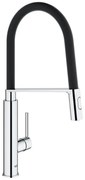 Rubinetto da cucina con doccetta a collo di cigno Feel argento nero cromato lucido GROHE