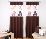 Tenda marrone con gattini Larghezza: 160 cm | Lunghezza: 250 cm (ci sono 2 pezzi nel set)