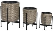 Set di vasi da fiori Home ESPRIT Metallo polipropilene Rattan 39 x 39 x 49 cm