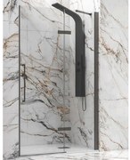 Box Porta doccia nicchia battente frameless telaio nero Cristallo 8mm h 200 70 cm