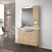 Mobile bagno in melaminico 105 cm 2 ante e cassetti Quercia - Onda
