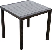 Gecheer Set Bar Giardino 5 pz,Tavolo Bar con Sgabelli,Mobile Bar per Esterno,Set Tavolo e Sedie da Bar Esterno,Tavolo e Sgabelli da Bar Nero Polyrattan e Legno Massello Acacia