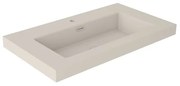 Lavabo a incasso rettangolare vasca centrale Nantes L 81 x H 6 x P 46 cm in resina crema satinato