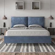 Letto contenitore da 160x190 in microfibra blu Antea