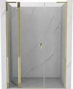 Mexen Mist L porta doccia battente 135 cm, trasparente, oro - 8A4L-135-001-50-00