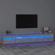 Mobile porta tv con luci led grigio cemento 270x35x40 cm