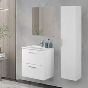 Mobile bagno sospeso 60 bianco lucido con pensile 145 lavabo e specchio   Miami