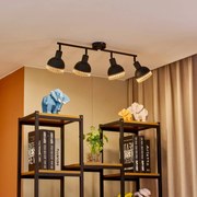 Lindby Lonnaris Strahler, rattan, nero, 4 luci