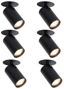 Set di 6 faretti da incasso moderni neri GU10 50mm - Chels