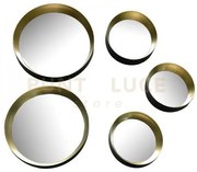 Lia set 5 specchi diametri assortiti con cornice plastica nera e oro
