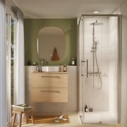 Box doccia con ingresso angolare scorrevole Remix2 rettangolare L 70 x L 90 x H 195 cm in vetro, sp. 6 mm vetro senza finitura / trasparente cromo