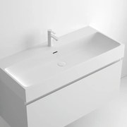 Lavabo integrale bacino al centro rettangolare Outline L 80.5 x H 12 x P 46 cm in resina bianco