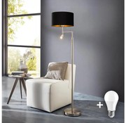 Eglo - Lampada LED da terra TUNJA 1xE27/60W/230V + LED/2,1W diametro 38 cm cromo/nero