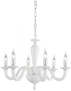 Lampadario in vetro a 6 luci ravel bianco-cromo lp.ravel-6-bco