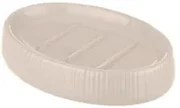 Porta sapone rigato in ceramica, beige