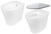 Coppia sanitari filomuro scarico a pavimento e a parete BARBY WC: P 52.5 x L 36 x H 42 cm, bidet: P 36 x L 53.5 x H 42 cm