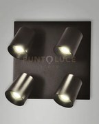 Modo  spot nero 4 luci alluminio spazzolato orientabile  attacco gu...