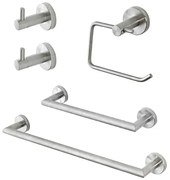Set accessori a muro 5 pezzi in acciaio inox satinato e viti incluse Galassia