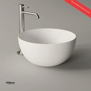 Alice Ceramica "Unica Round" Lavabo D'Appoggio In Ceramica Da Diam.40x20 Finitura Pino