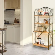 Scaffale in metallo per panettiere da cucina con ampio piano di appoggio,  Supporto a 5 livelli per forno - Costway