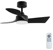 Ventilatore da soffitto ALICIA nero, Ø 84 cm, dimmerabile, ARTE CONFORT IP20