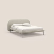 Soleil letto imbottito di design con piedi alti in metallo in bouclet smacchiabile T12 panna