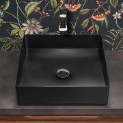 Lavabo da appoggio quadrato 45 cm in acciaio inox nero opaco   Goya