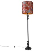 Lampada da terra nera paralume rosso pavone 40 cm - CLASSICO