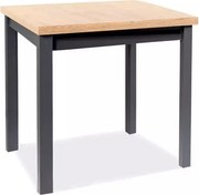 Tavolo Adam in MDF nero opaco e piano laminato effetto rovere Artisan – 80x80 cm