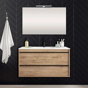 Mobile bagno da 100 cm Nilo rovere oak con doppio cassetto lavabo e specchio