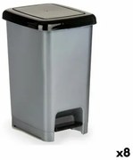 Cestino a pedale Nero Grigio Plastica 25 L (37 x 47 x 26,9 cm) (8 Unità)