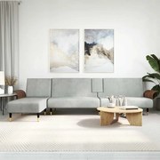 Divano Letto A L Grigio Chiaro 279x140x70 Cm İn Velluto /