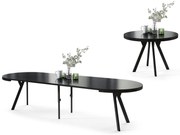 VITO Nero Opaco/gambe nere – TAVOLO ROTONDO GRANDE Ø110 ALLUNGABILE FINO A 310 cm CON GAMBE A Y STILE LOFT/INDUSTRIALE