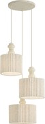 Lampada a sospensione Japandi beige con paralume in lino 3 luci - Fedde