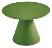 Tavolino rotondo con piano in legno e base in metallo Verde - TRIADE Medium