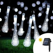 Catena decorata con 50 Gocce a Led Bianco Freddo 5 metri con pannello solare Wisdom