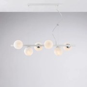 Lampadario Contemporaneo Adrian Bianco Cromo 6 Luci E14