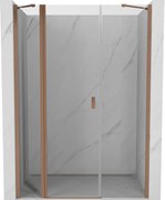 Mexen Mist porta doccia a battente 140 cm, trasparente, rame spazzolato - 8A4-140-001-65-00