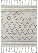 Tappeto Oasi Azzurro in puro cotone con dettagli Boho